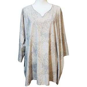 Ulla Popken Women's Size‎ USA 28/30 A-Line Snake Boxy Tunic 3/4 Length Grey